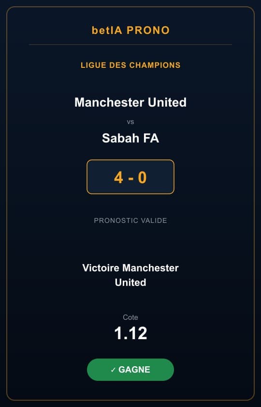 Coupon gagnant, Victoire Manchester United