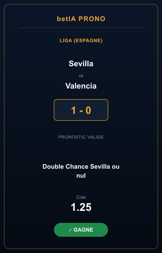 Coupon gagnant, Double Chance Sevilla ou nul